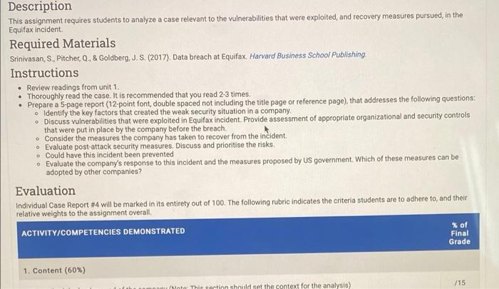 Description This assignment requires students to