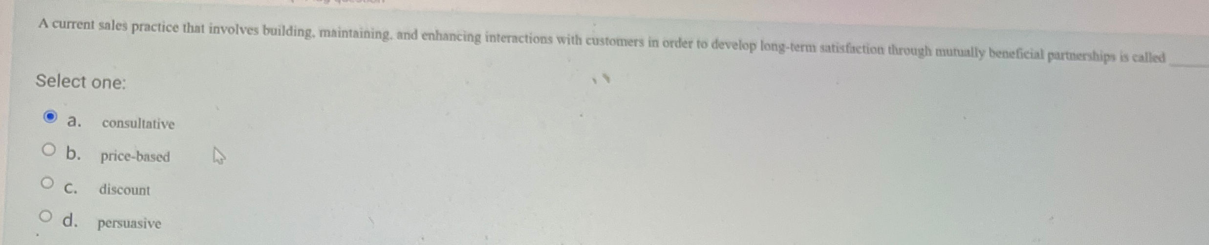 A current sales practice that involves building,