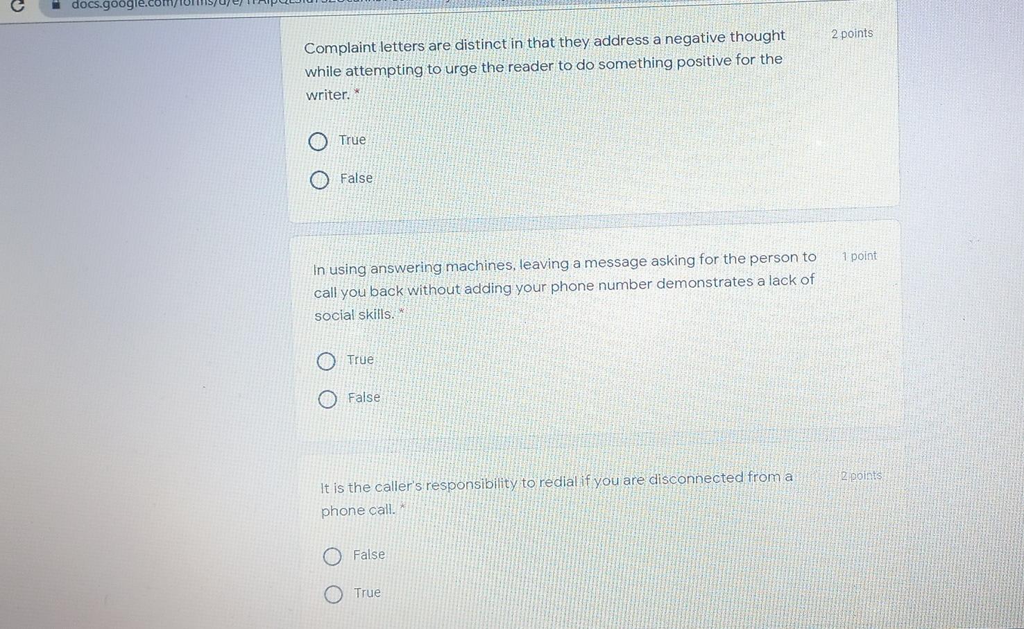 docs.google.com/ 2 points Complaint letters are