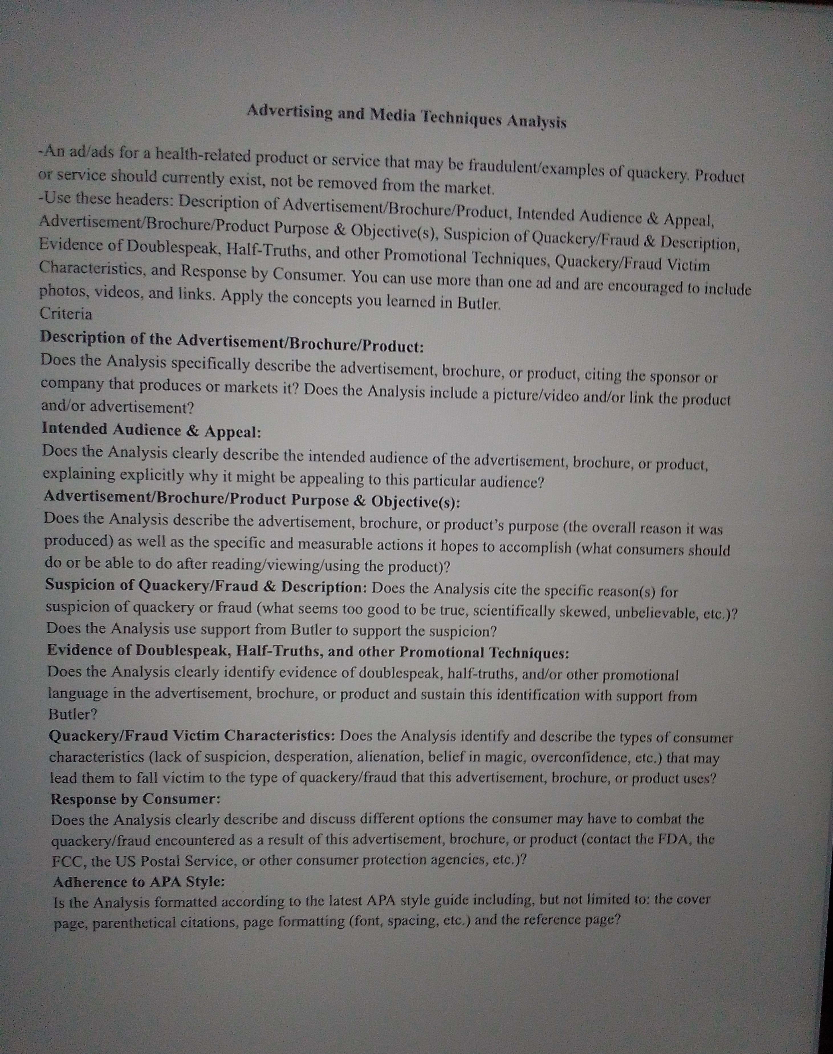 Advertising and Media Techniques Analysis - An ad