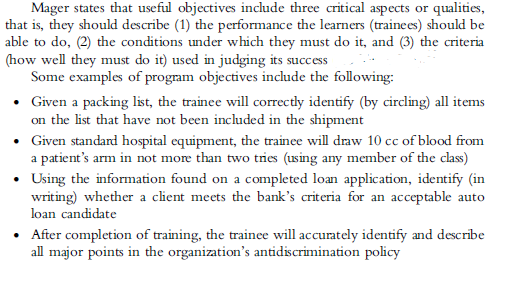 Write program objectives for "Environmental