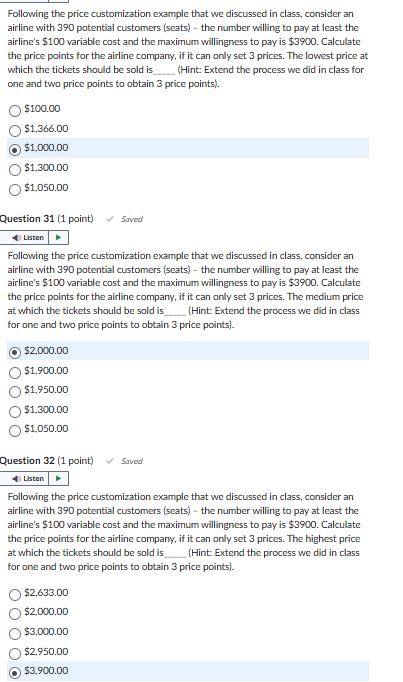 Following the price customization example that we
