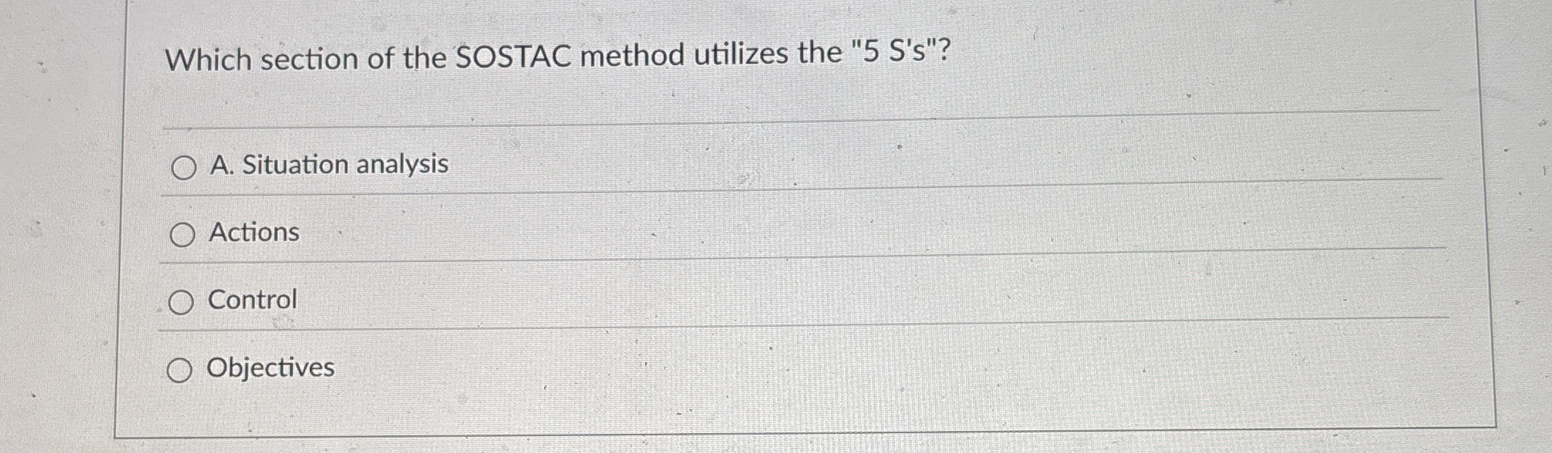 Which section of the SOSTAC method utilizes the "