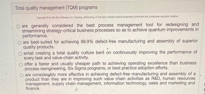 Total quality management (TQM) programs Copyright