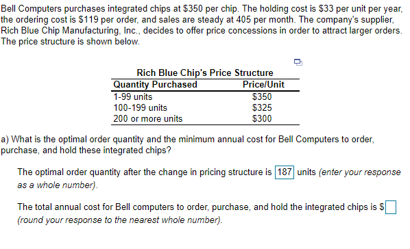 Bell Computers purchases integrated chips at $350