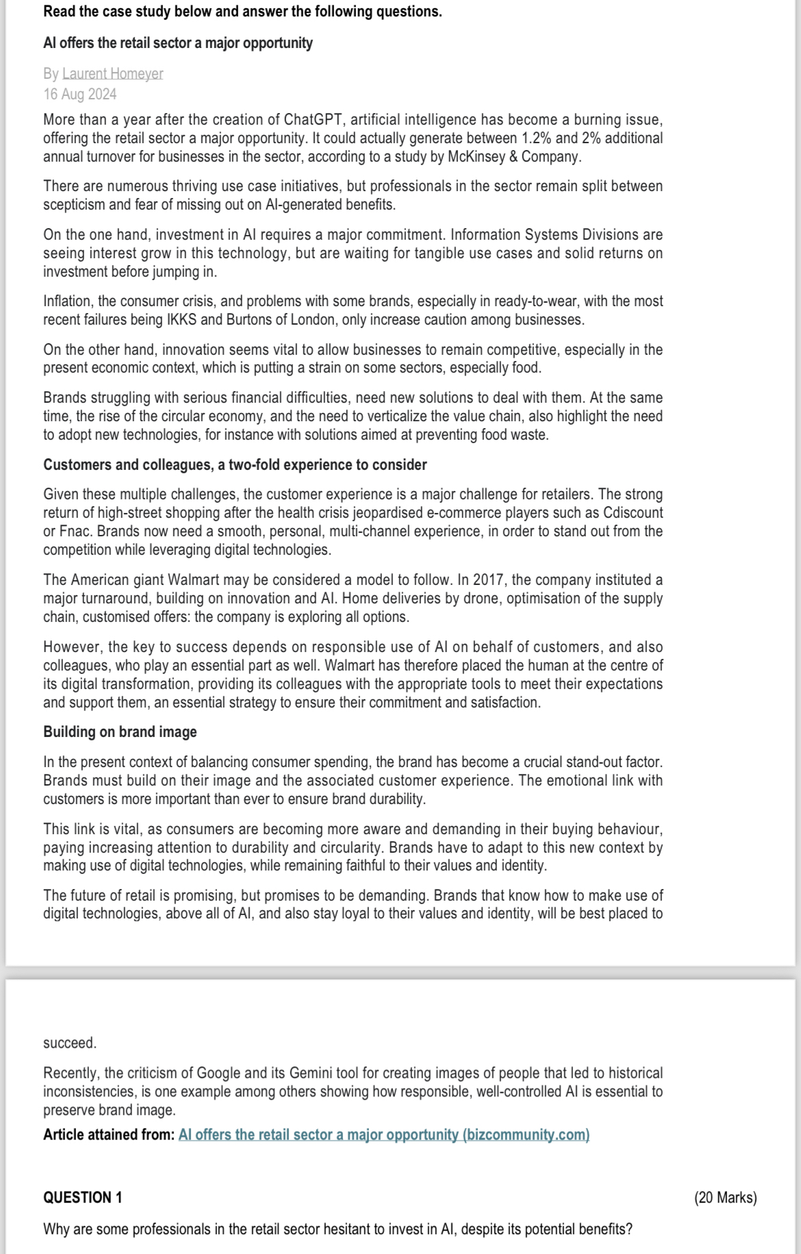 Read the case study below and answer the