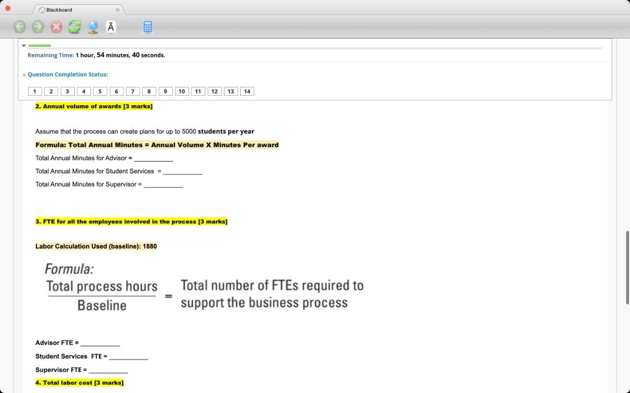 Blackboard A Remaining Time: 1 hour, 54 minutes,