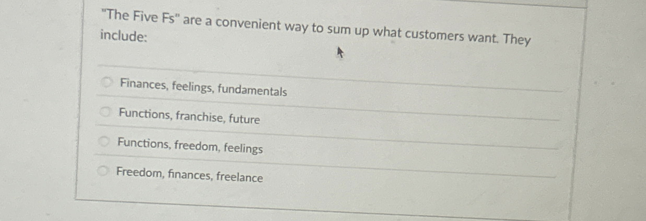 "The Five Fs " are a convenient way to sum up