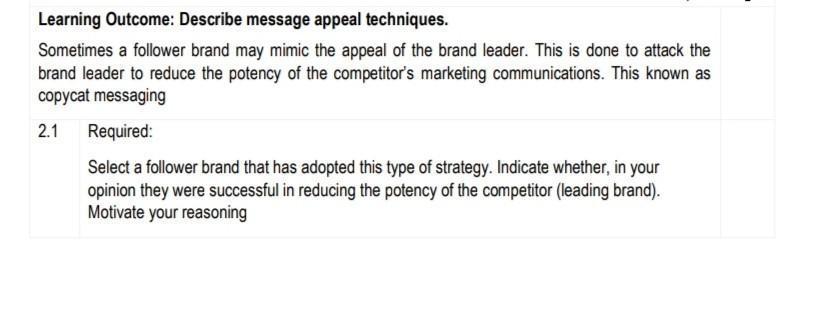 Learning Outcome: Describe message appeal