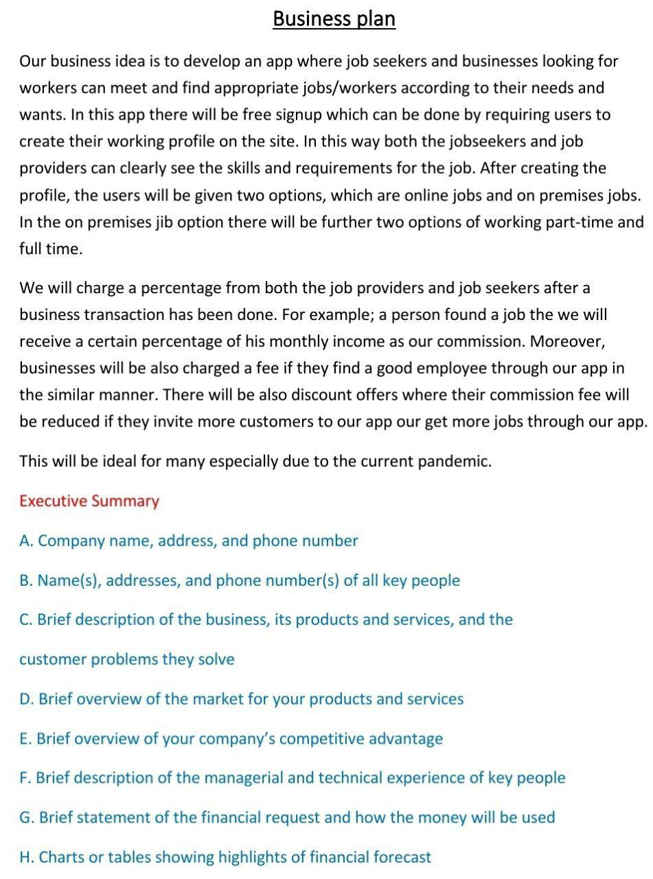 Business plan Our business idea is to develop an