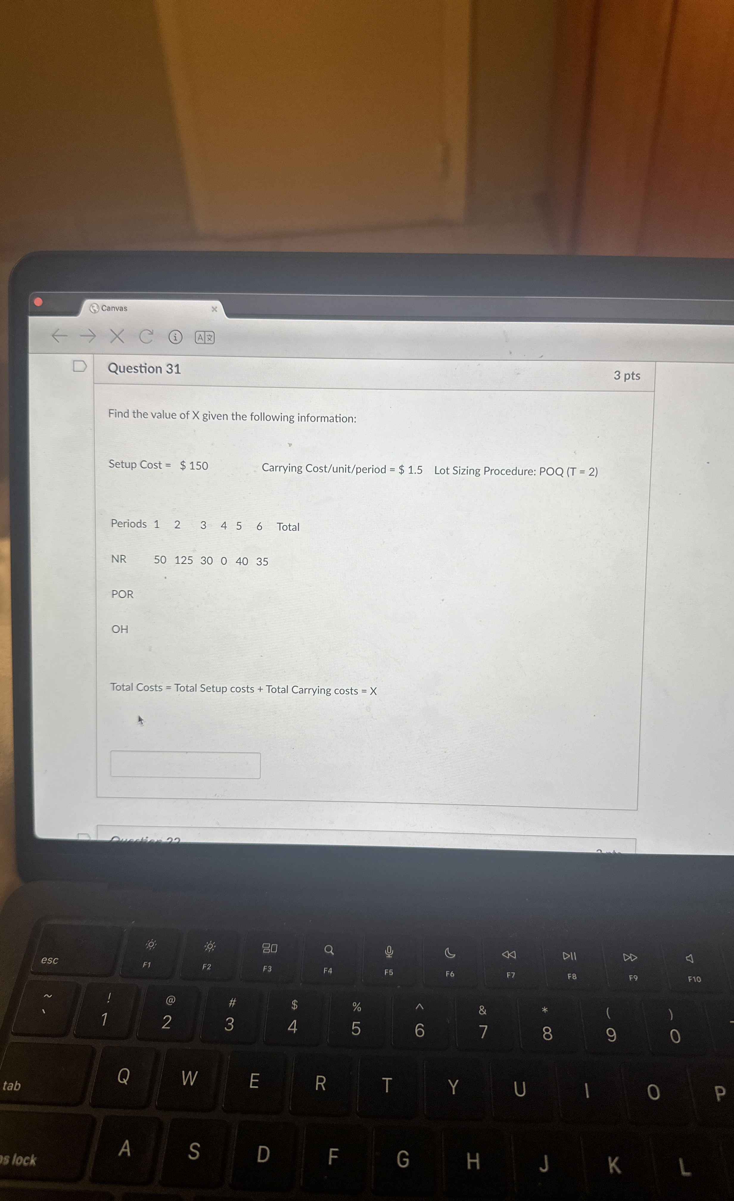 ( 3 ) Canvas Question 3 1 3 pts Find the value of