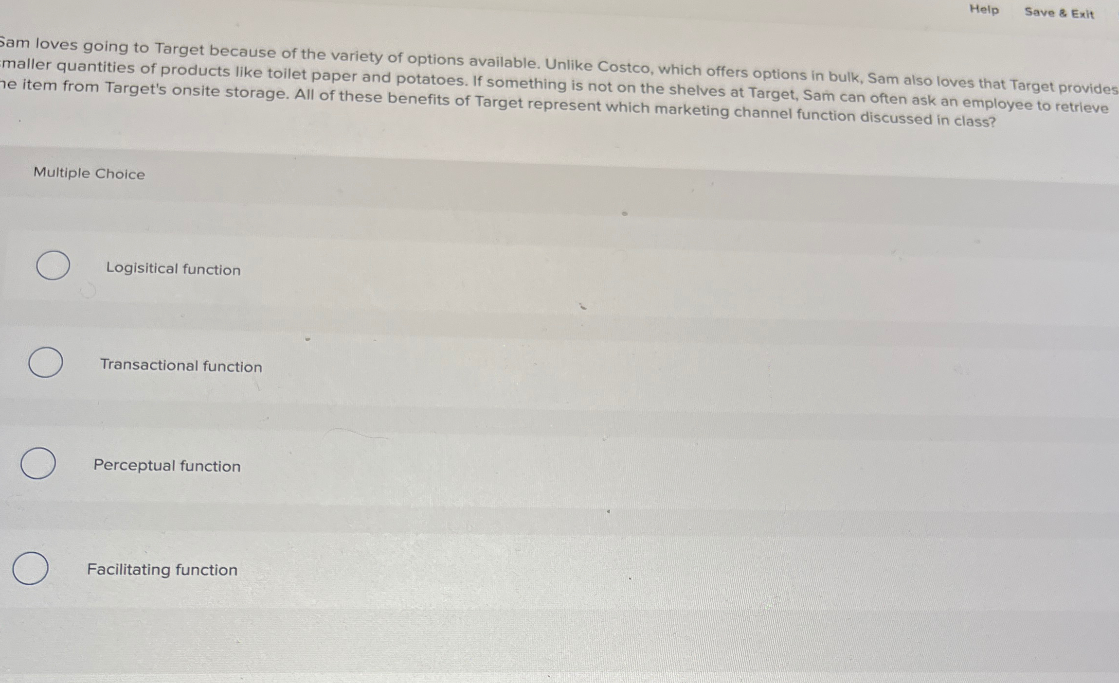 Help Save & Exit Sam loves going to Target