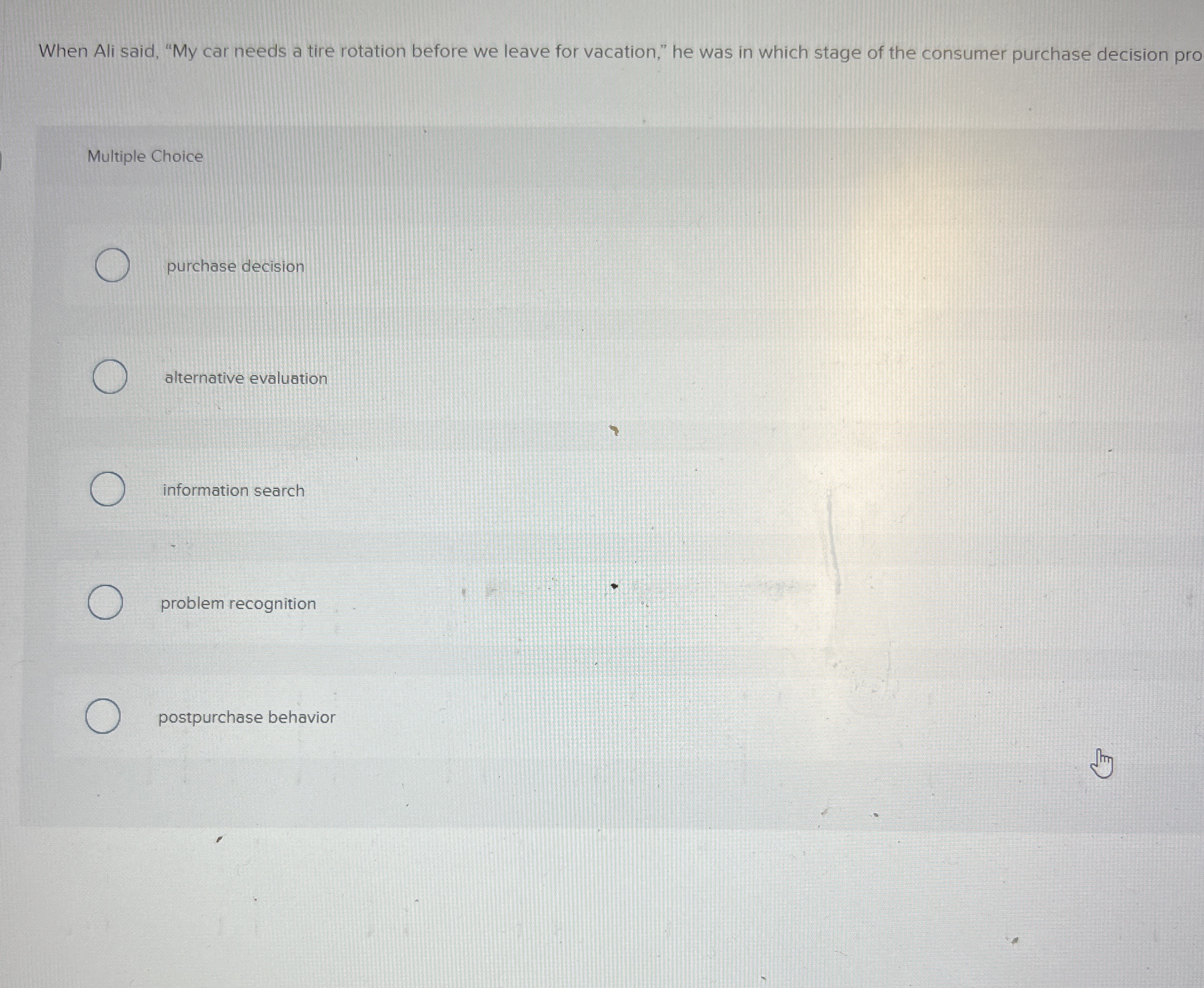 When Ali said, " My car needs a tire rotation