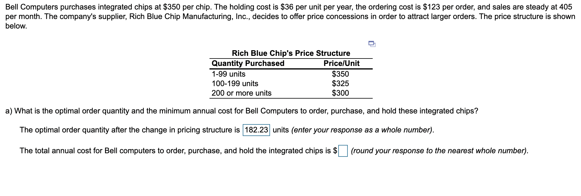 Bell Computers purchases integrated chips at $350