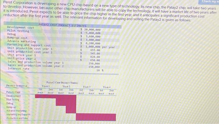Need help! Check my Perot Corporation is