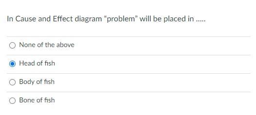 In Cause and Effect diagram "problem" will be