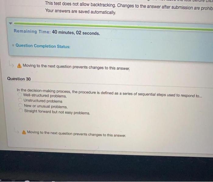 This test does not allow backtracking. Changes to