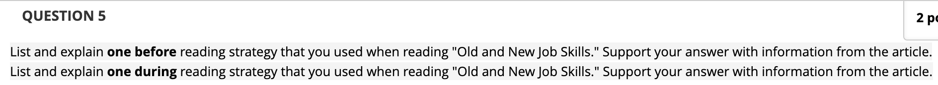 Reading: Read the following article first and