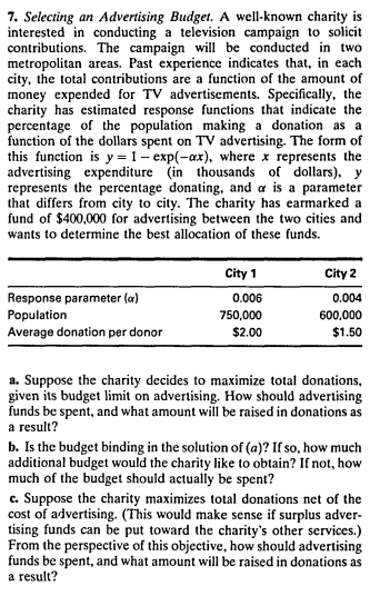 PLEASE SOLVE USING EXCEL 7. Selecting an
