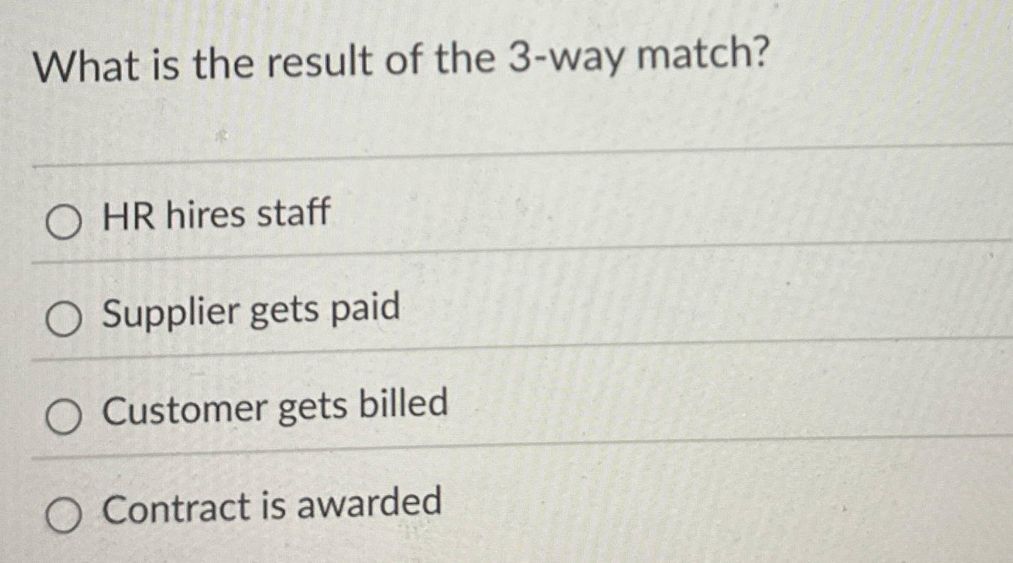 What is the result of the 3 - way match? HR hires
