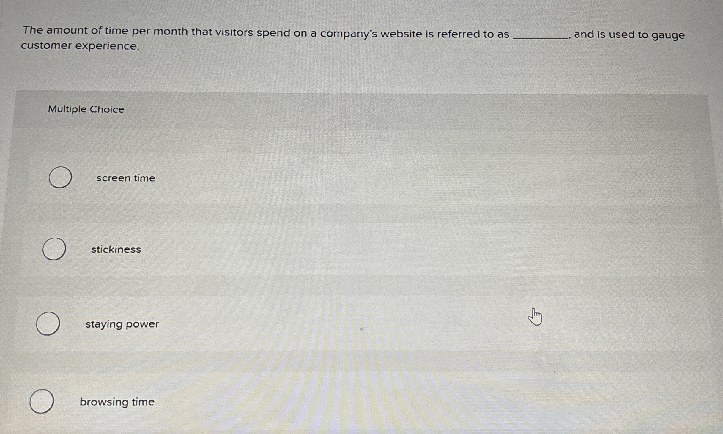 The amount of time per month that visitors spend
