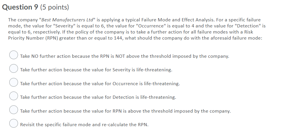Question 9 (5 points) The company "Best