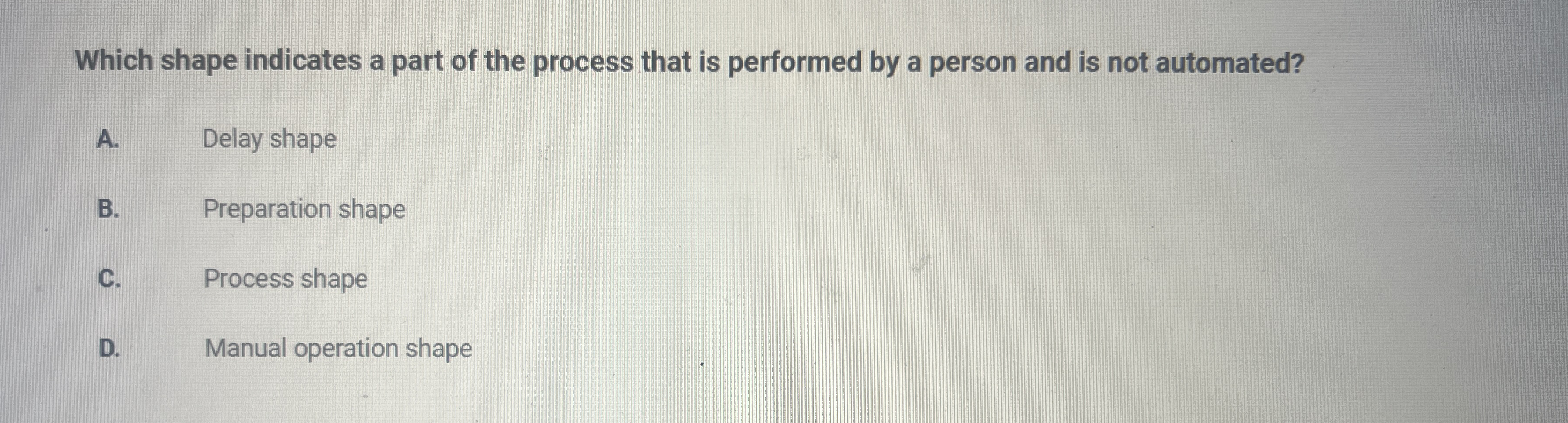 Which shape indicates a part of the process that