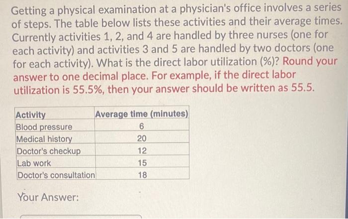 Getting a physical examination at a physician's