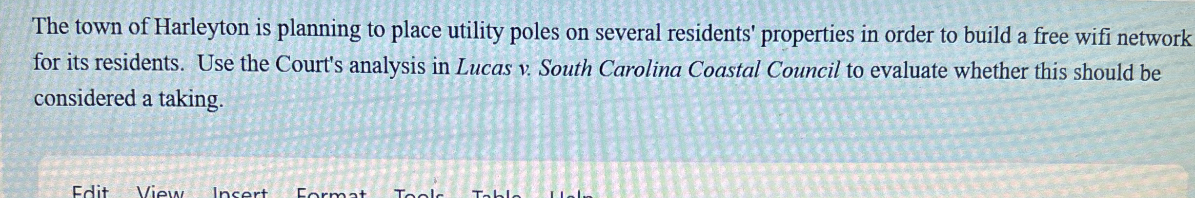 The town of Harleyton is planning to place