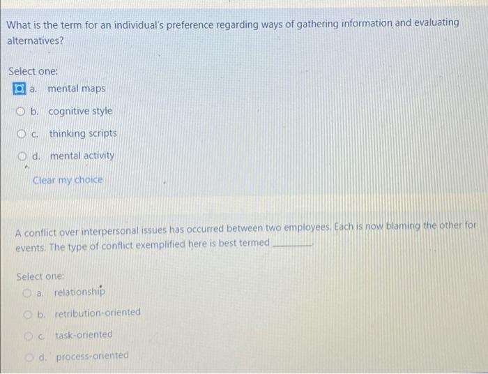 What is the term for an individual's preference