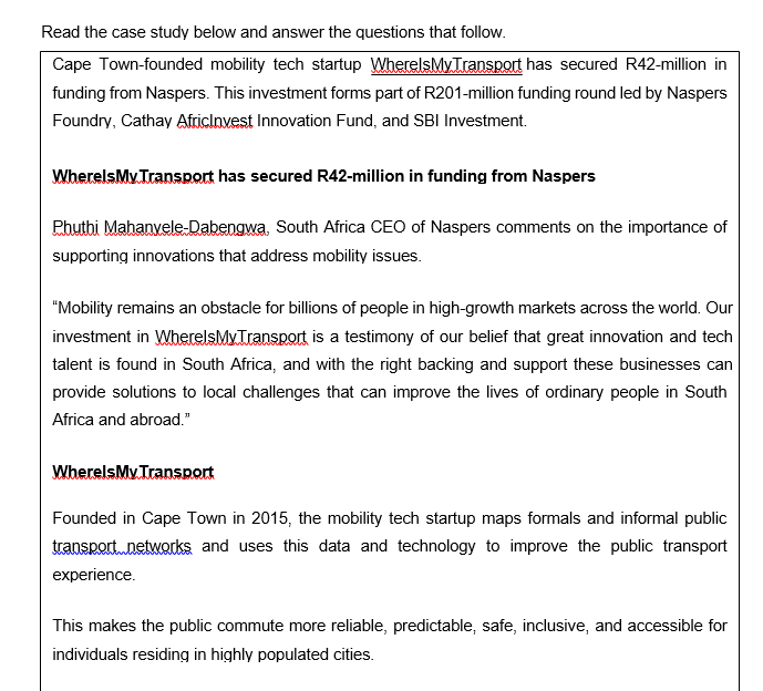 Read the case study below and answer the