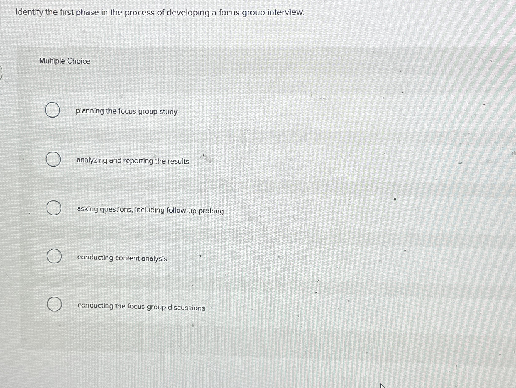Identify the first phase in the process of
