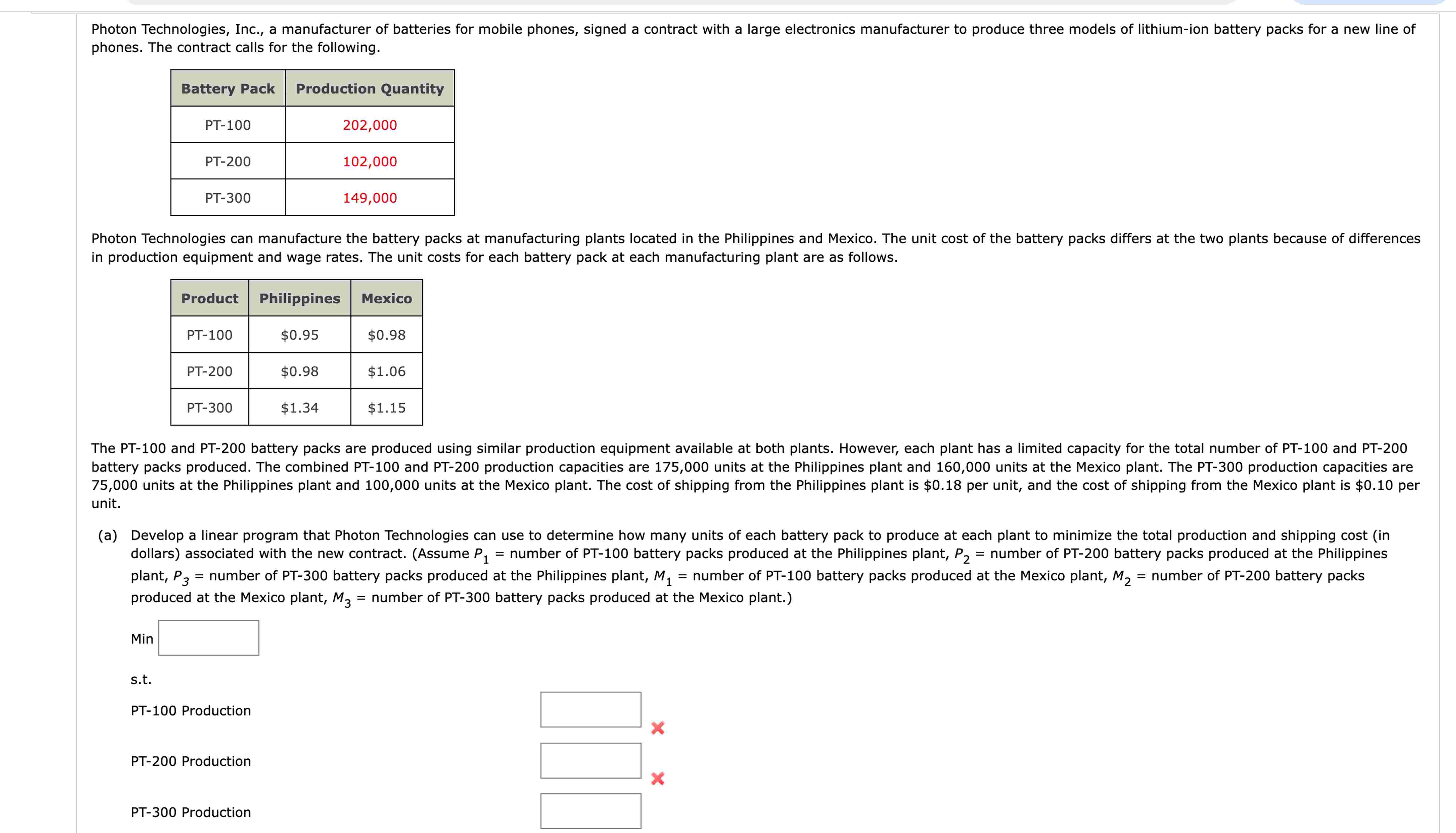 phones. The contract calls for the following. i n