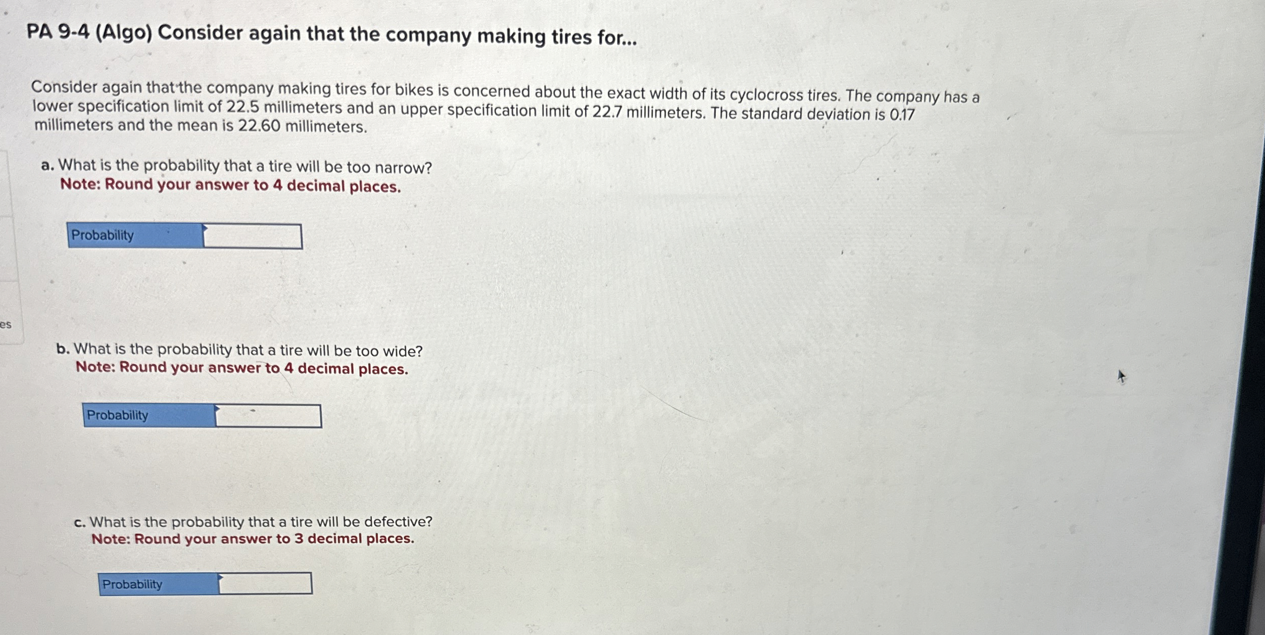 PA 9 - 4 ( Algo ) Consider again that the company
