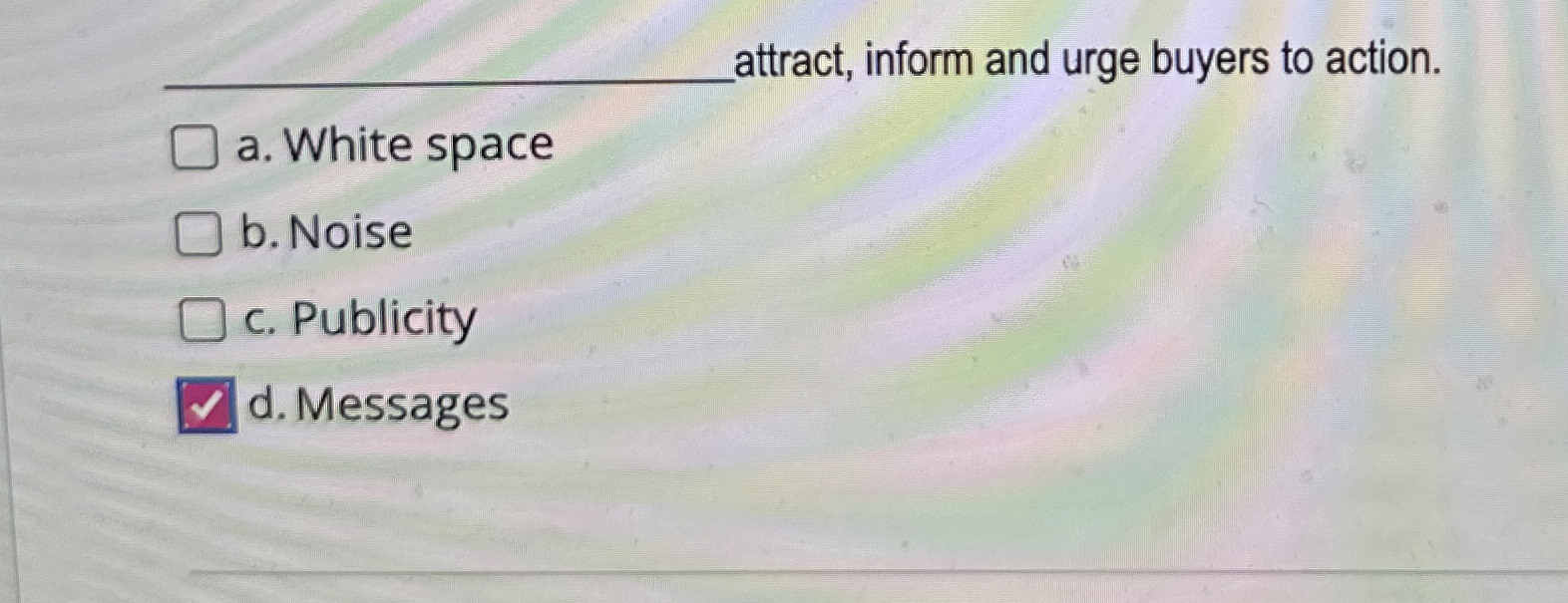 q , attract, inform and urge buyers to action. a