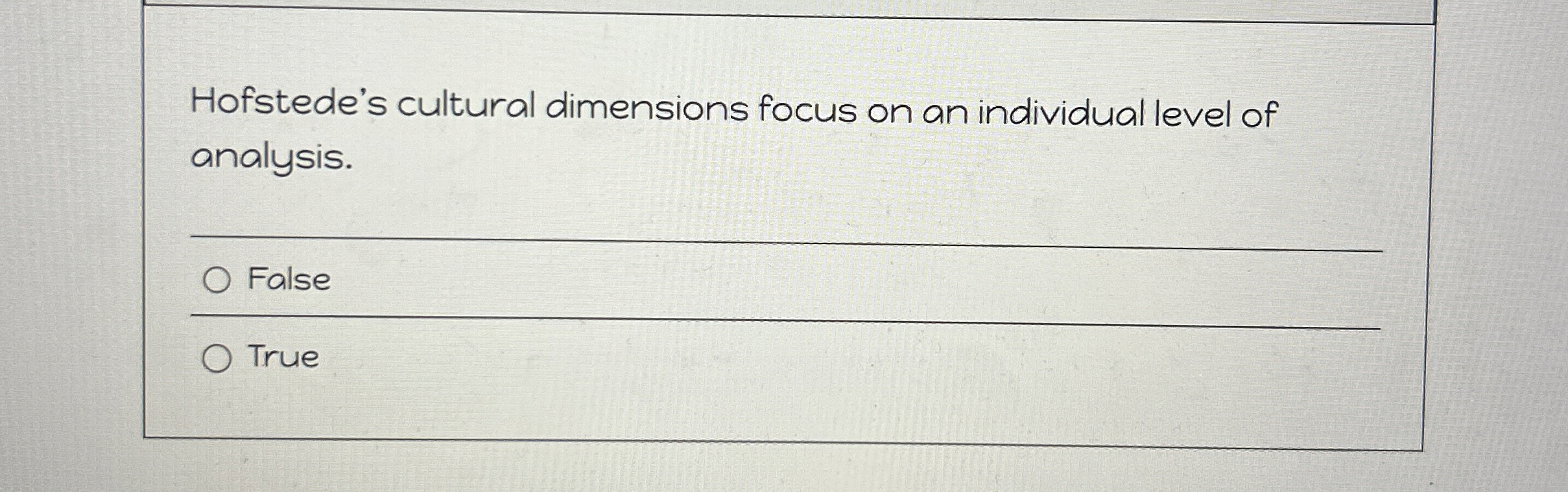 Hofstede's cultural dimensions focus on an