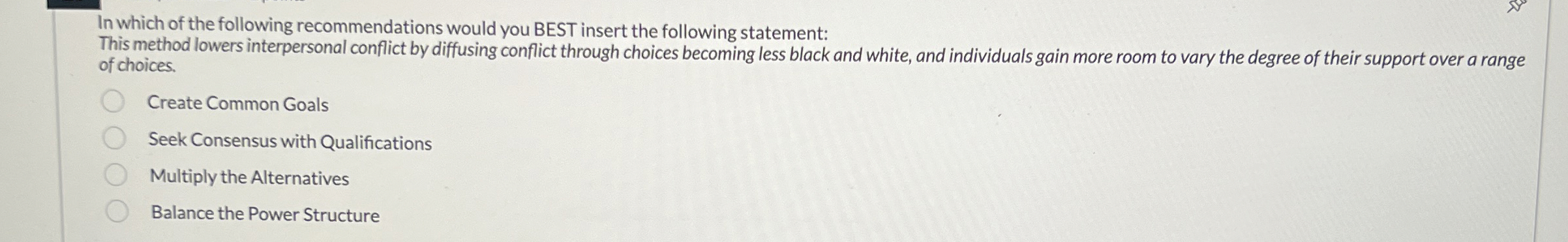 In which of the following recommendations would