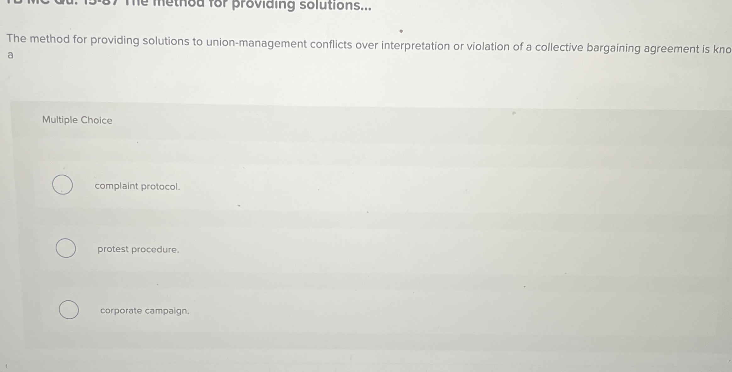 The method for providing solutions to union -