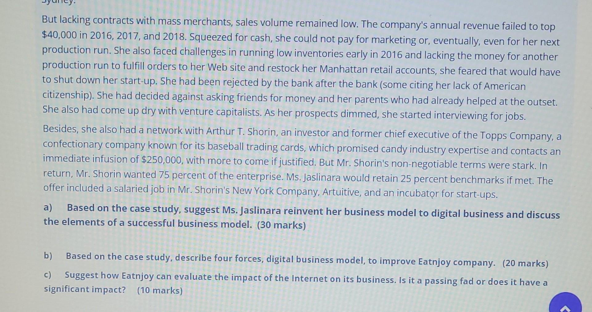 Please answer b part QUESTION 1: CASE STUDY (60