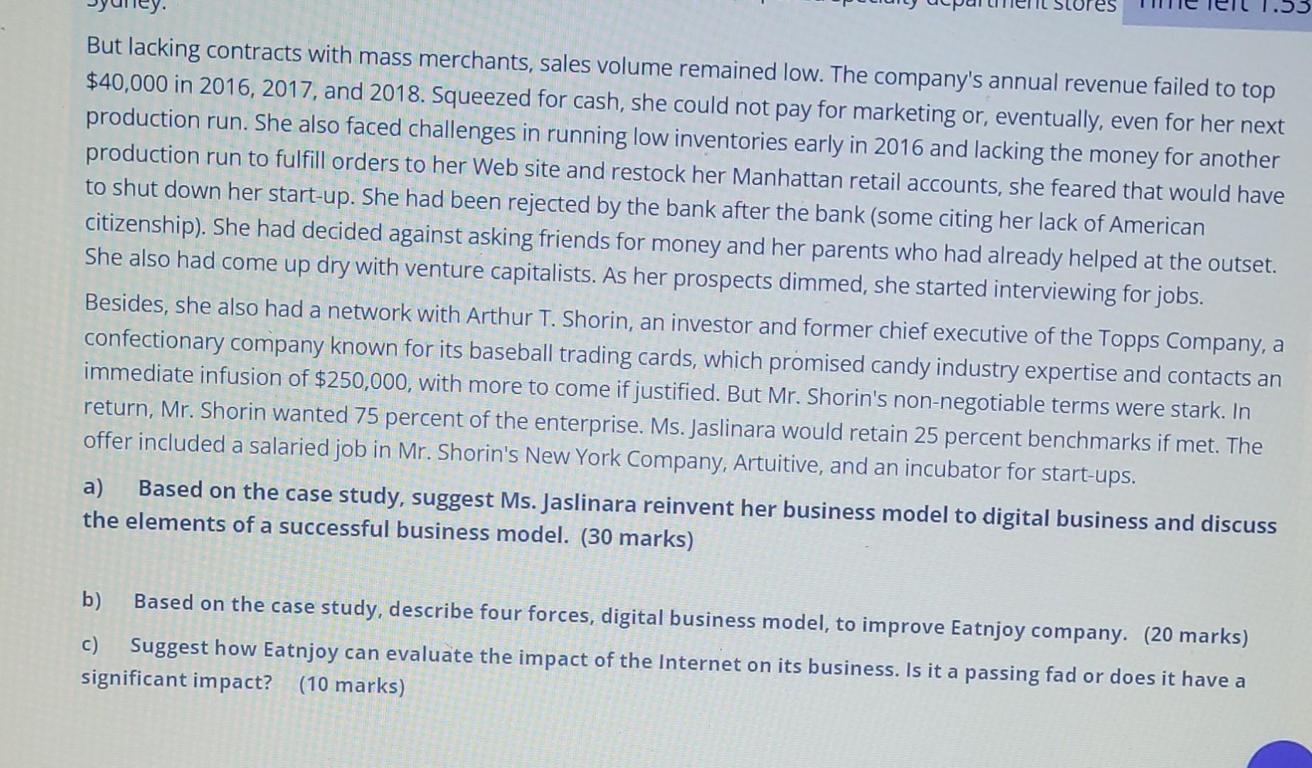 Please answer a part 1:54:07 QUESTION 1: CASE