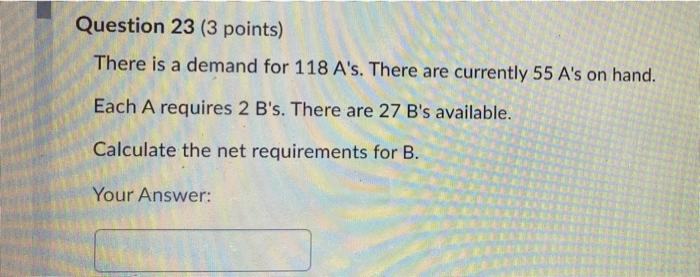 Question 23 (3 points) There is a demand for 118