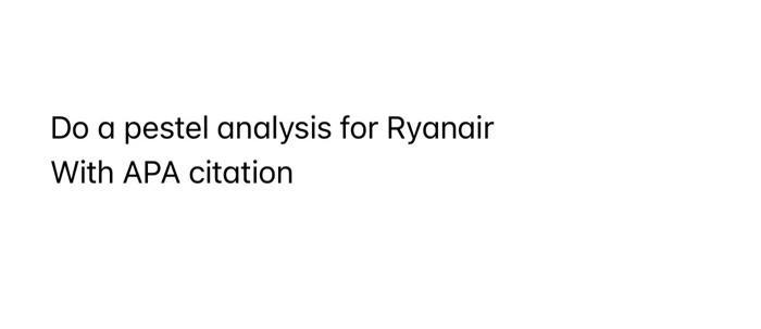 Do a pestel analysis for Ryanair With APA citation