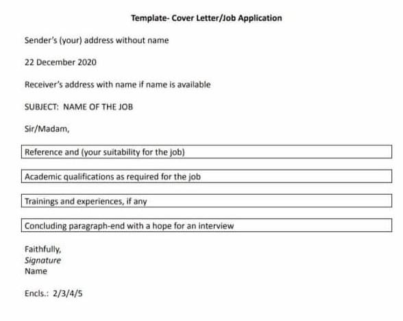format: Q. Write a 'Job Application' /'Cover
