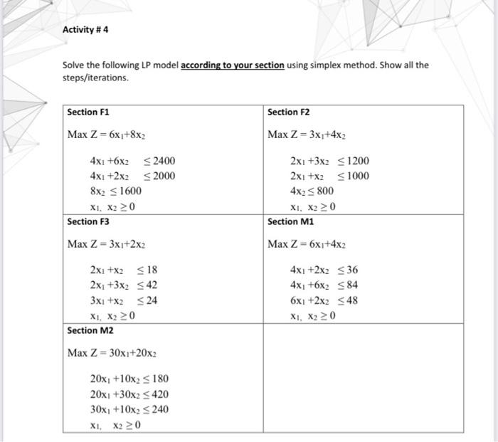 for activity for my section is F3 answer only