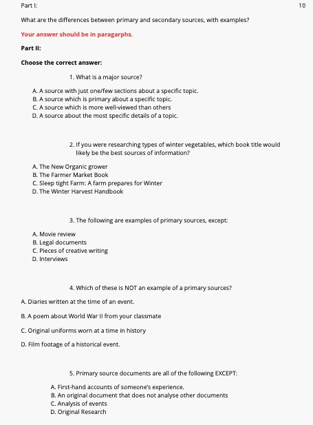 Part I: 10 What are the differences between