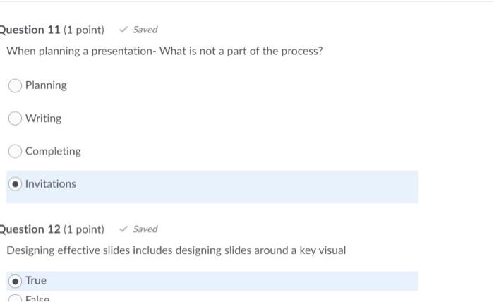 true/false Question 11 (1 point) Saved When