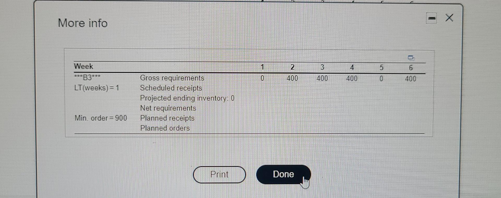 Complete the following MRP record. Note that the