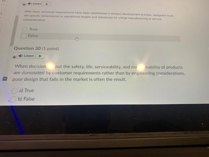 18 Question 31 (1 point) Listen 1 The quality