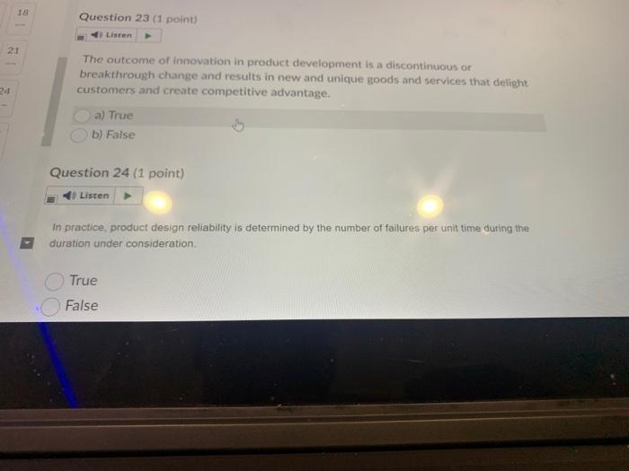 18 Question 31 (1 point) Listen 1 The quality