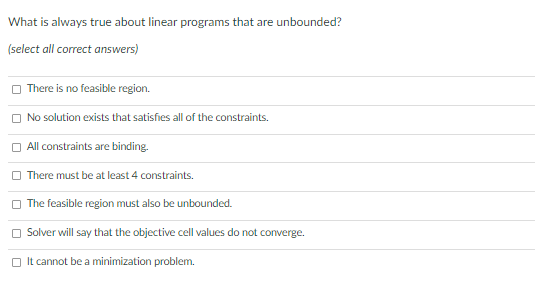 What is always true about linear programs that